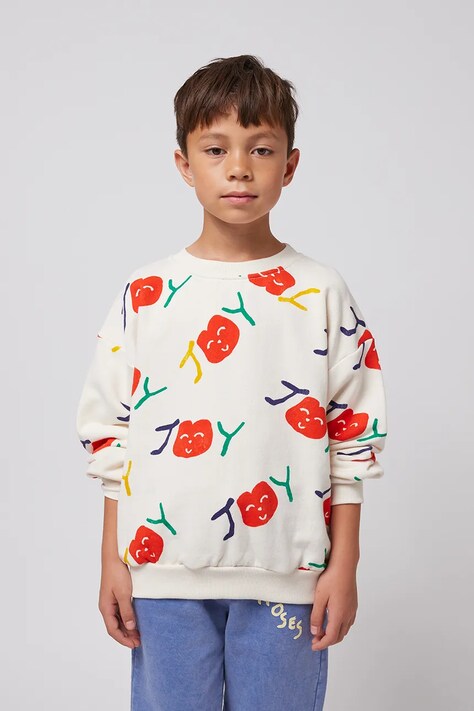 Детски памучен суичър Bobo Choses Smiling в бяло с десен 125AC037
