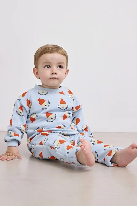 Бебешки памучен суичър Bobo Choses Morning Egg в синьо с десен 125AB030