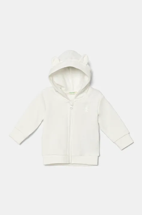 United Colors of Benetton felpa in cotone neonato/a colore bianco con cappuccio 3J70A5017