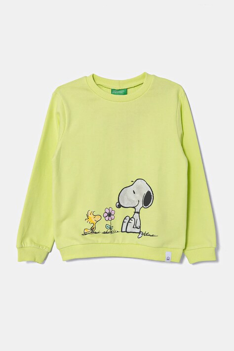 Dětská bavlněná mikina United Colors of Benetton zelená barva, s potiskem, 3PQMG10I8