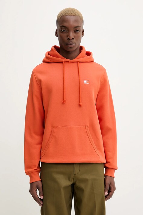 Bavlnená mikina Tommy Jeans oranžová farba, DM0DM20258