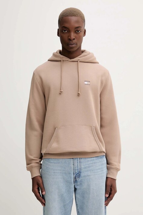 Bavlněná mikina Tommy Jeans pánská, hnědá barva, DM0DM20258