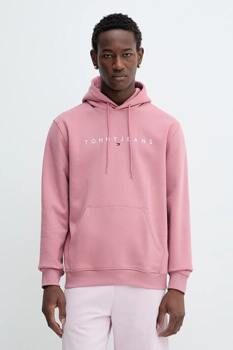 Μπλούζα Tommy Jeans χρώμα: μπεζ, με κουκούλα, DM0DM20746
