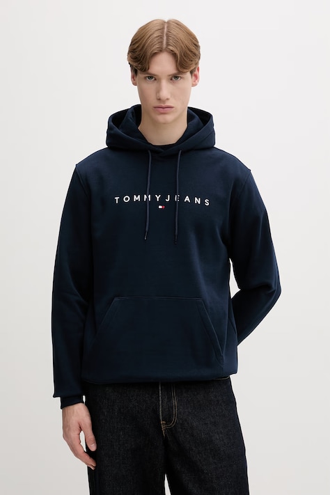 Tommy Jeans mikina s kapucí pánská s bavlnou námořnická DM0DM20746