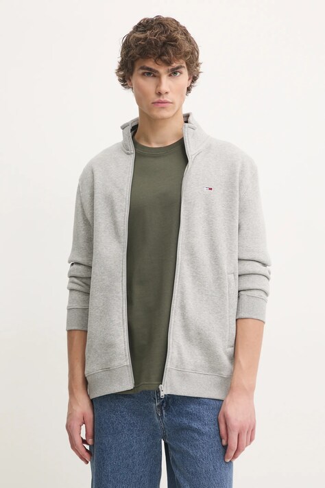 Mikina Tommy Jeans pánská, šedá barva, melanžová, DM0DM20340