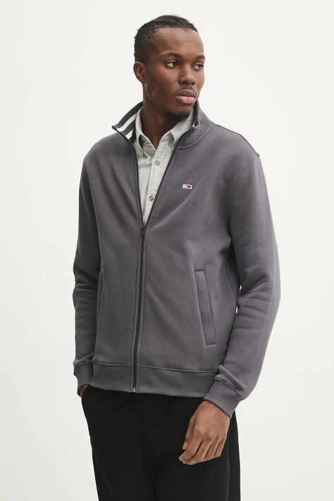 Mikina Tommy Jeans pánská, šedá barva, melanžová, DM0DM20340