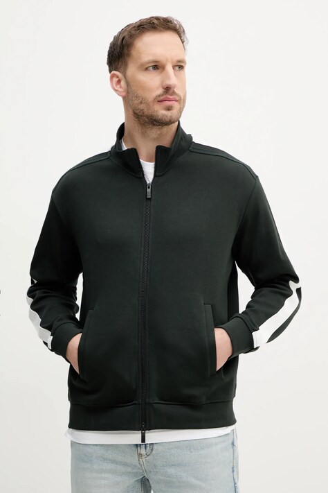 Bavlněná mikina Armani Exchange pánská, zelená barva, hladká, XM000311 AF10365