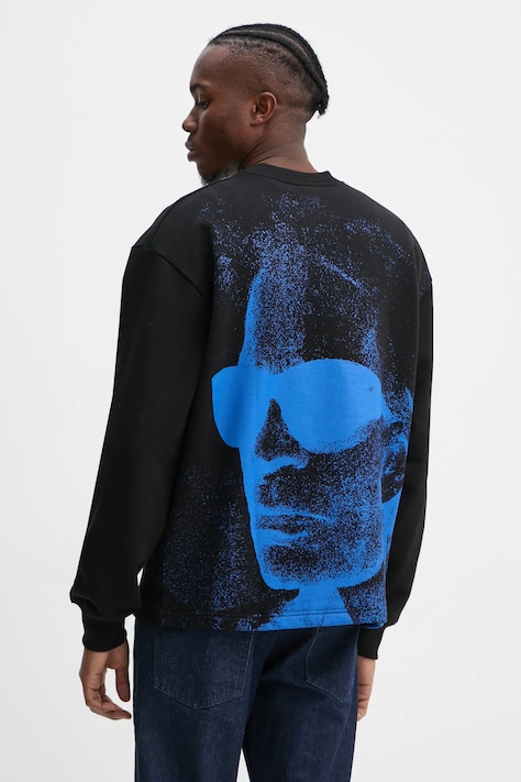 Karl Lagerfeld Jeans bluza bawełniana męska kolor czarny z nadrukiem A1M20070