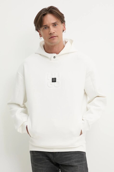 HUGO bluza barbati, culoarea alb, cu imprimeu, 50530191