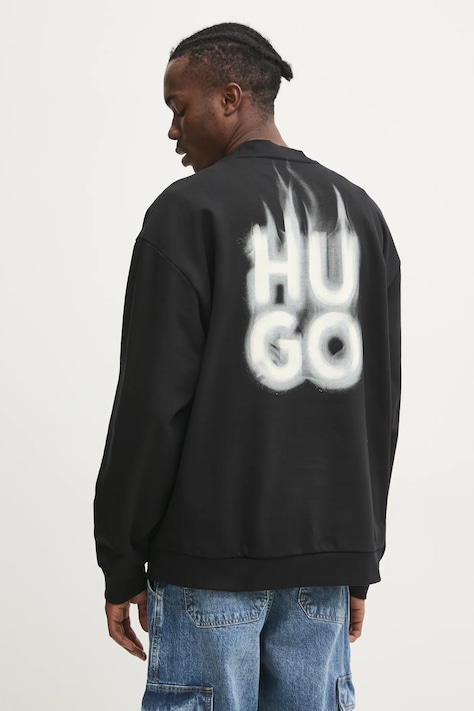 Βαμβακερή μπλούζα HUGO χρώμα: μαύρο, 50530427