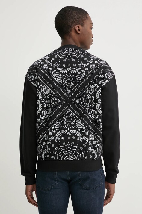 Хлопковая кофта HUGO мужская цвет чёрный с принтом 50532094