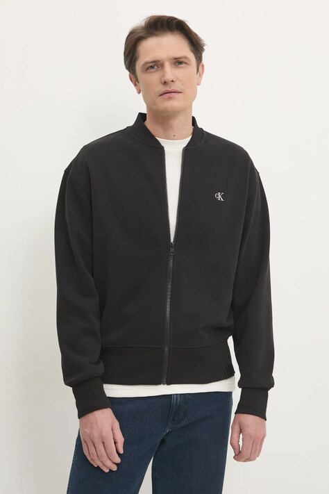 Bavlněná mikina Calvin Klein Jeans pánská, černá barva, hladká, J30J326753