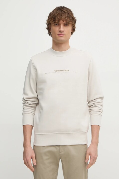 Суичър Calvin Klein Jeans в бежово с принт J30J327119
