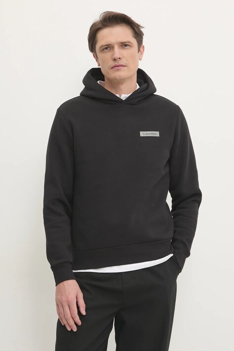 Mikina Calvin Klein pánská, černá barva, s kapucí, s potiskem, K10K113773