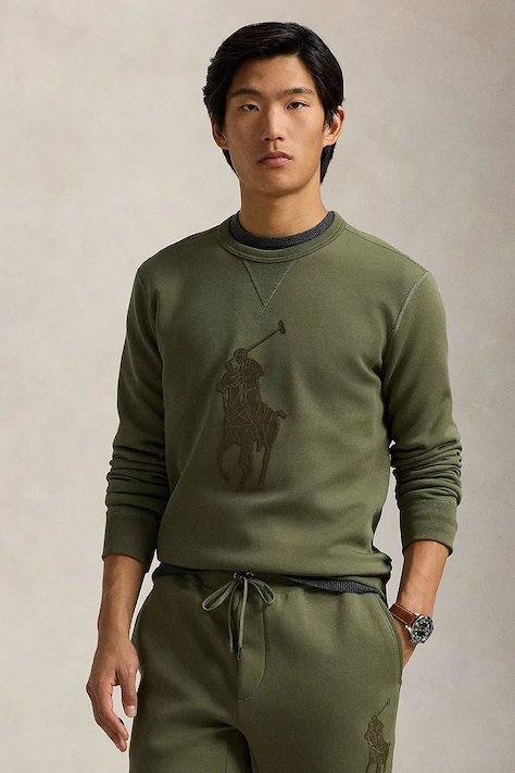 Polo Ralph Lauren bluză bărbați, culoarea verde, cu imprimeu, 710957586