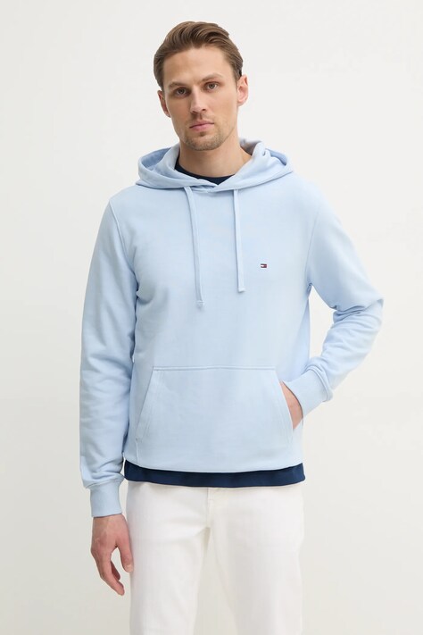 Bavlněná mikina Tommy Hilfiger pánská, černá barva, s kapucí, melanžová, MW0MW37235