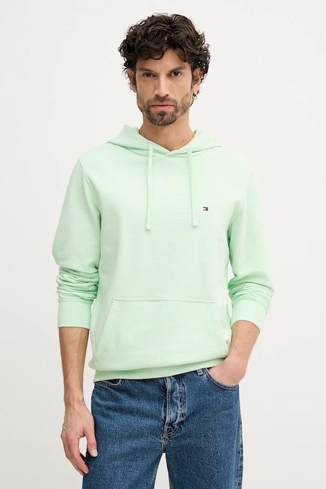 Pamučna dukserica Tommy Hilfiger boja: žuta, s kapuljačom, melanž, MW0MW37235