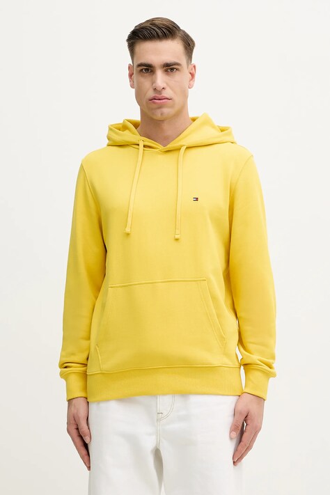 Tommy Hilfiger bluza bawełniana męska kolor żółty z kapturem melanżowa MW0MW37235