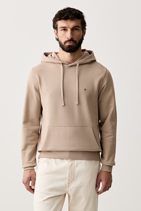 Tommy Hilfiger mikina s kapucí pánská bavlněná béžová MW0MW37235