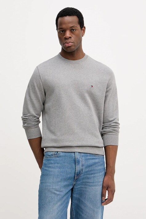 Tommy Hilfiger bluza bawełniana męska kolor szary gładka MW0MW37237