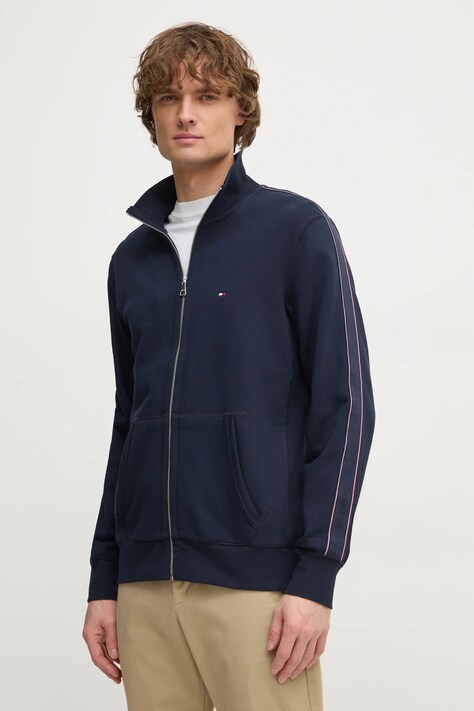Tommy Hilfiger hanorac de bumbac barbati, culoarea albastru marin, neted, MW0MW37468