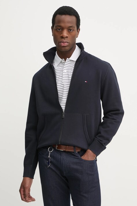 Tommy Hilfiger bluza barbati, culoarea albastru marin, neted, MW0MW38083