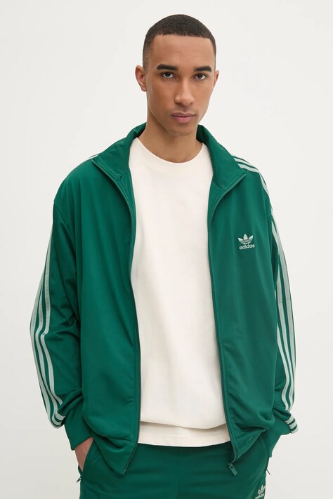 adidas Originals bluză Firebird bărbați, culoarea verde, cu imprimeu, JP2543