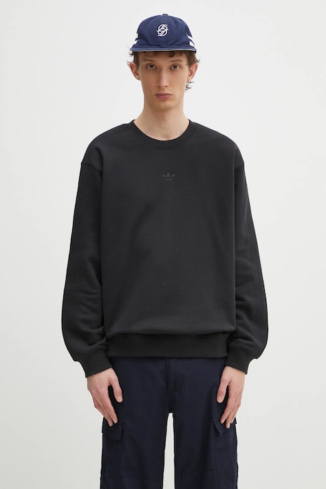 adidas Originals hanorac de bumbac Essential barbati, culoarea negru, neted, JC9574