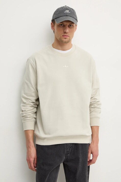 adidas Originals hanorac de bumbac Essential bărbați, culoarea bej, uni, JD3304
