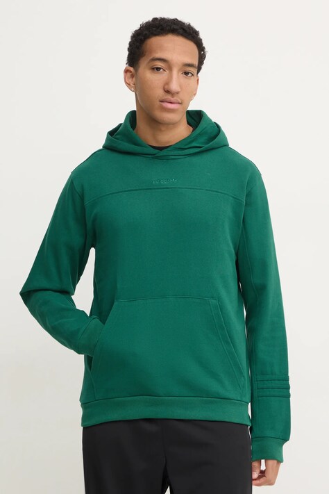 adidas Originals bluza PRE - LOVED HDY barbati, culoarea verde, cu glugă, neted, JC8352