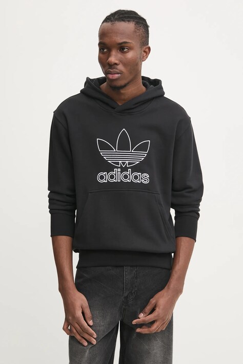 Бавовняна кофта adidas Originals OUTL TREF HDY — SS25-BLM05W, чорний — фото 2
