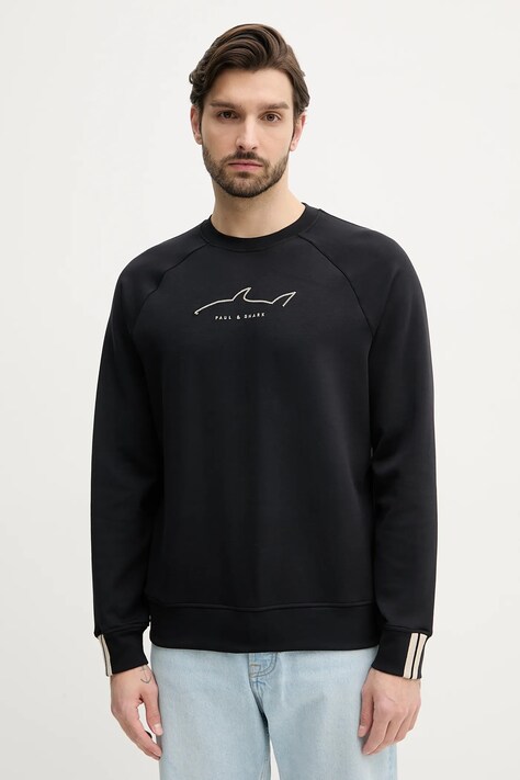 Mikina Paul&Shark pánská, černá barva, s aplikací, 25411854