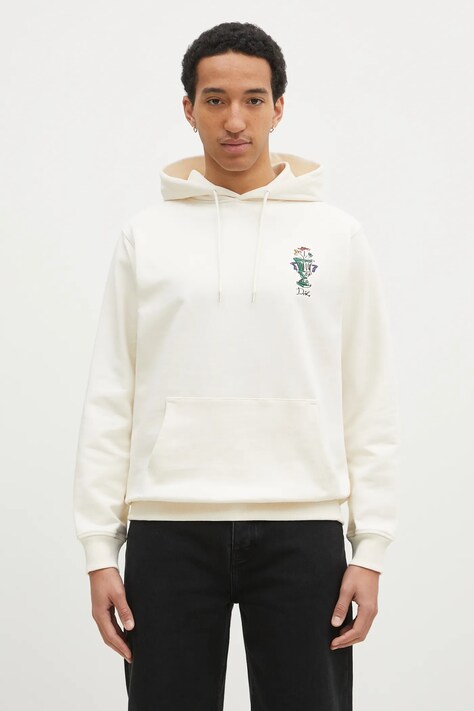 Pamučna dukserica Drôle de Monsieur Le Hoodie Vase za muškarce, boja: bež, s kapuljačom, s aplikacijom, F-HO174-CO127-CM