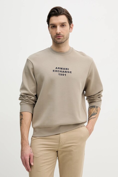 Armani Exchange bluza męska kolor beżowy z aplikacją XM000460 AF10818