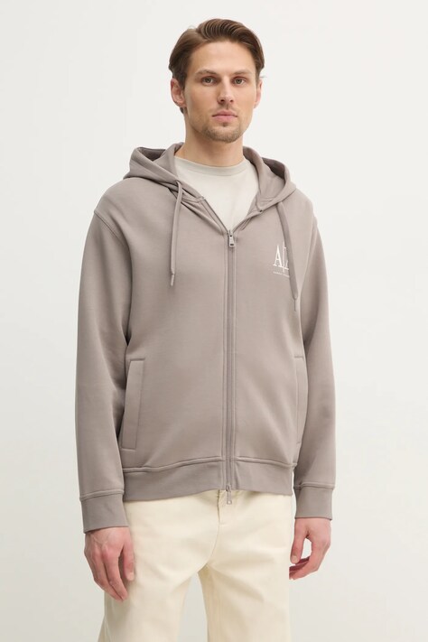 Armani Exchange bluza męska kolor beżowy z kapturem z aplikacją XM000371 AF10818