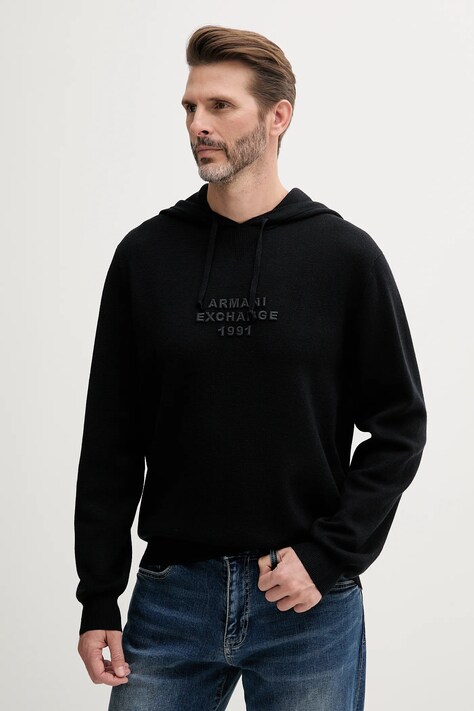 Vlněný svetr Armani Exchange pánský, tmavomodrá barva, XM000694 AF11982