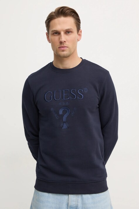 Mikina Guess BEAU pánská, tmavomodrá barva, s aplikací, M5RQ08 KCN01