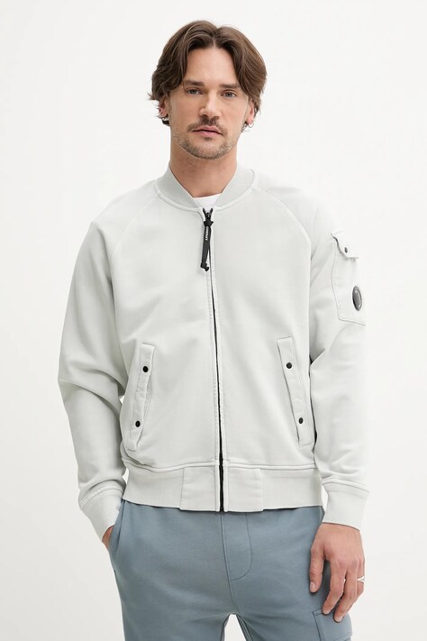 Bavlněná mikina C.P. Company pánská, šedá barva, s kapucí, hladká, 18CMSS048A110044R