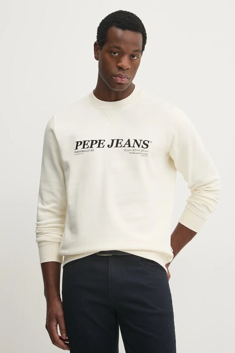 Кофта Pepe Jeans DYLAN CREW мужская цвет бежевый с аппликацией PM582756