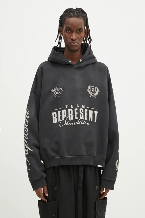Represent bluza bawełniana World Championship Hoodie męska kolor szary z kapturem z nadrukiem MLM41144.04