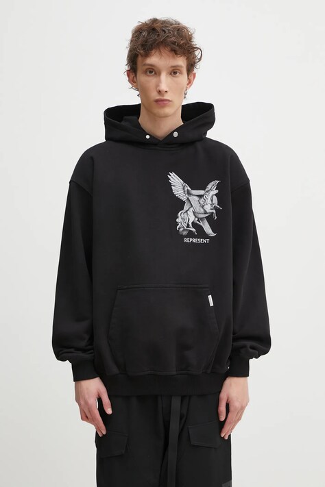 Represent felpa in cotone Elegance In Motion Hoodie uomo colore nero con cappuccio MLM41065.01