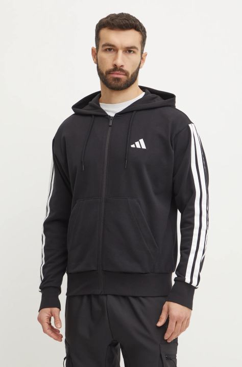 adidas bluza Essentials męska kolor czarny z kapturem gładka JD1877