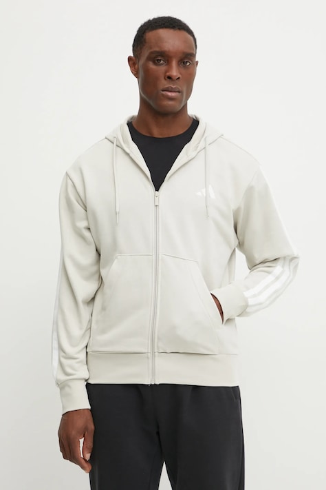 Кофта adidas Essentials мужская цвет бежевый с капюшоном с аппликацией JE6340
