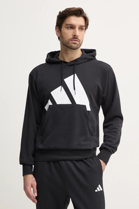 Кофта adidas Essentials мужская цвет чёрный с капюшоном с принтом IN6164
