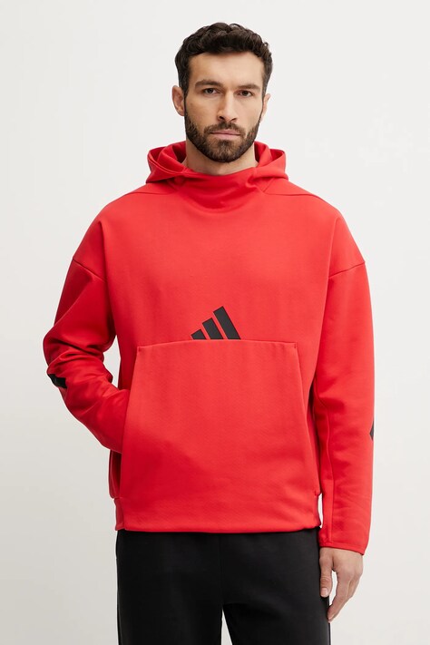 adidas bluza Z.N.E. barbati, culoarea rosu, cu glugă, cu imprimeu, JD5322
