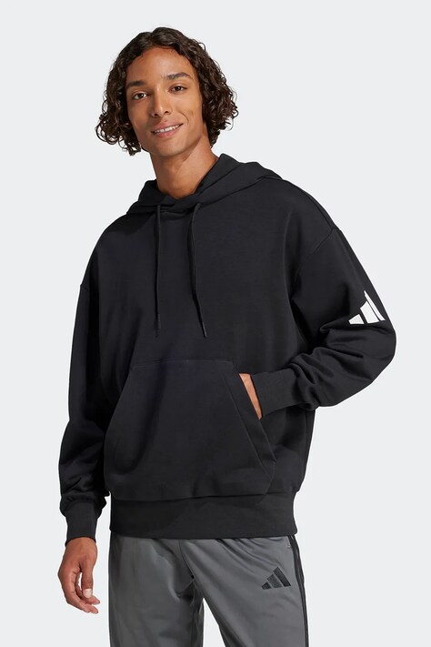 adidas bluza Essentials barbati, culoarea negru, cu glugă, neted, JF3587