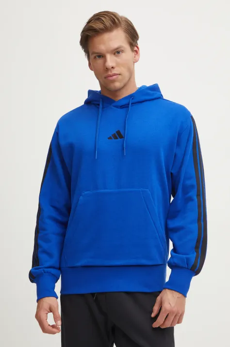 adidas felpa Essentials uomo colore blu con cappuccio con applicazione JE6300