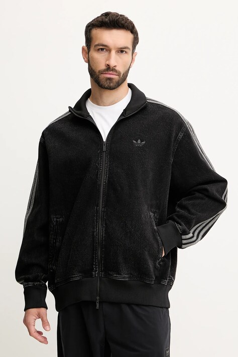 adidas Originals geacă jeans Adicolor Denim Firebird Track Top culoarea negru, de tranzitie, JC6717