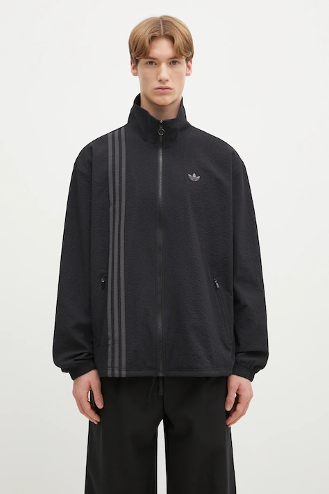 adidas Originals felpa Fashion Seersucker Firebird Track Top uomo colore nero con cappuccio JC7416