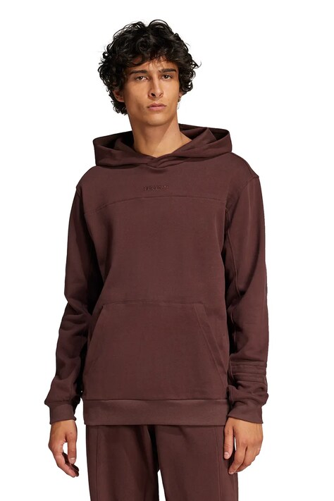 Кофта adidas Originals Premium Loved Hoodie мужская цвет коричневый с капюшоном однотонная JC8351